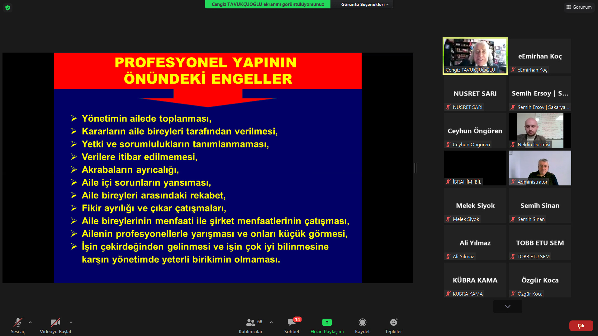 SATSO Üyelerine Kurumsallaşma Eğitimi