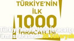 Türkiye’nin İlk 1000 İhracatçı Firması Arasında 26 Sakaryalı