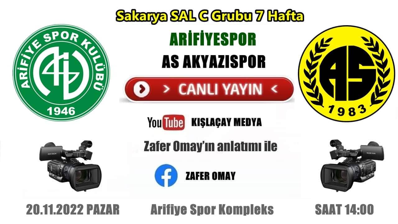 Arifiyespor – Asakyazıspor Maçı Canlı Yayınlanacak.