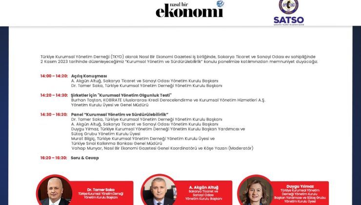 TKYD Anadolu Paneli SATSO Ev Sahipliğinde Sakarya ‘da yapılacak