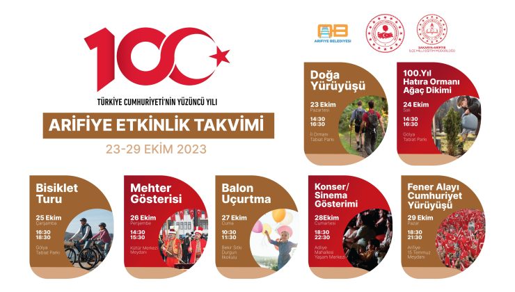 Cumhuriyetin 100. yılı Arifiye’de birçok etkinlik ile kutlanacak.