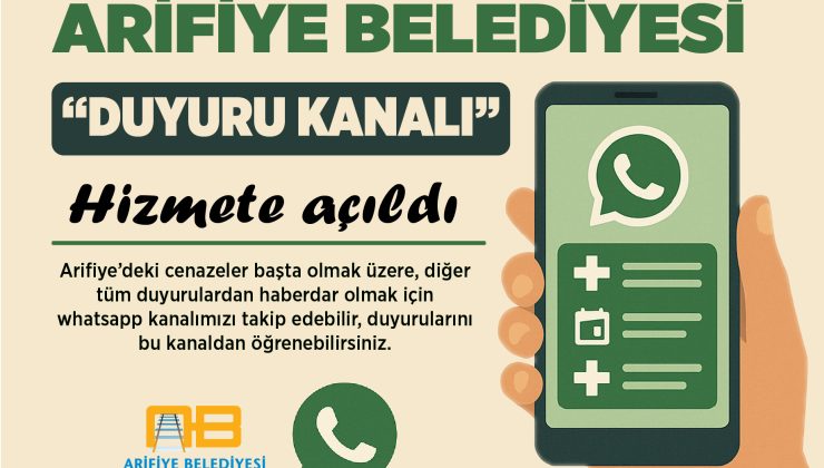 Arifiye Belediyesinin Whatsapp Duyuru Kanalı Hizmete Girdi.