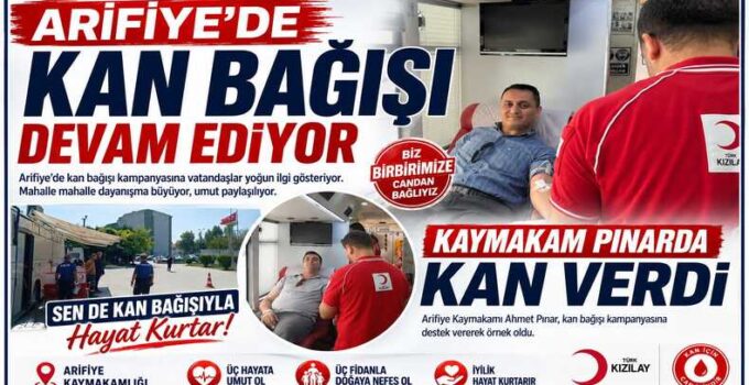 Arifiye Kaymakamlığı önünde Kan bağışı etkinliği devam ediyor.