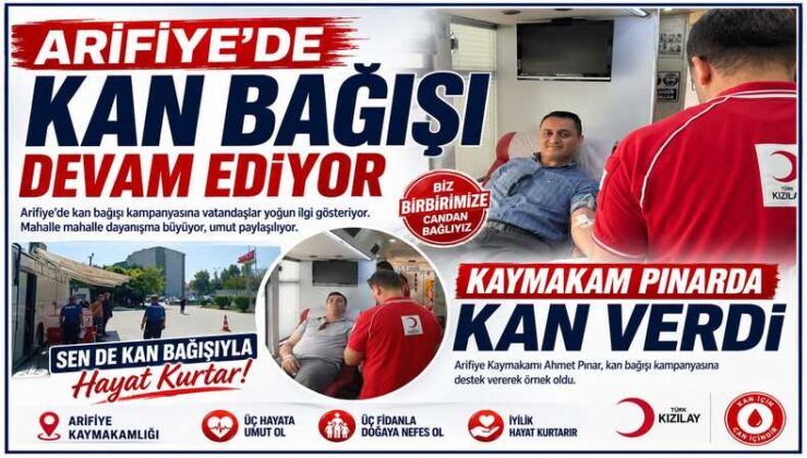 Arifiye Kaymakamlığı önünde Kan bağışı etkinliği devam ediyor.