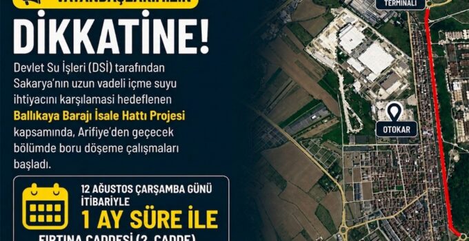 Arifiye’de O Cadde 1 ay trafiğe kapalı!