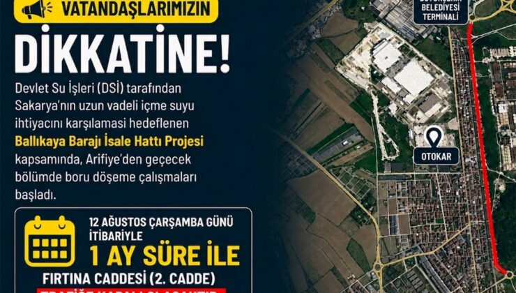 Arifiye’de O Cadde 1 ay trafiğe kapalı!