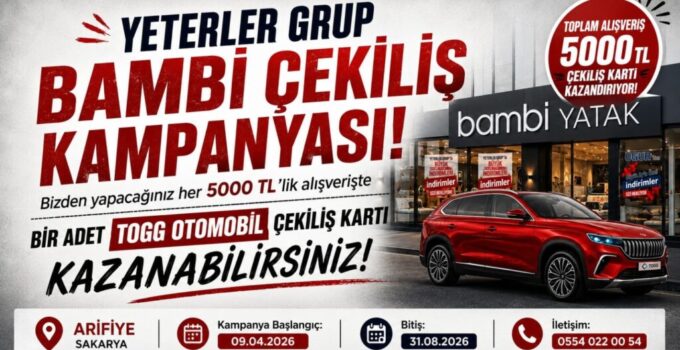 Yeterler Grup BAMBİ’den TOGG Çekiliş Kampanyasında Son 15 Gün!